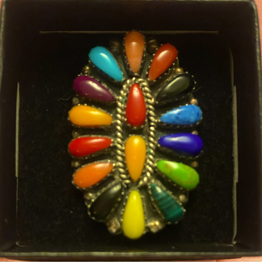 ✨️OOAK! JULIANA WILLIAMS Navajo Multi Semiprecious Gemstone Cluster Ring!